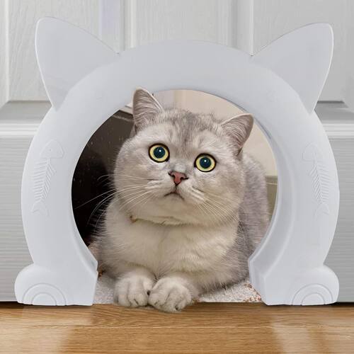 黑白宠物猫门猫洞宠物门栏可自由出入 鱼骨猫耳朵门猫洞猫犬舍