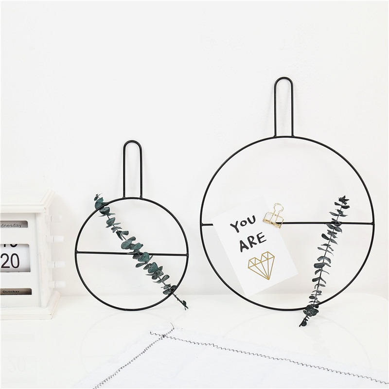 北欧风格铁艺壁挂金属挂环垂吊绿植爬藤架 ins风圆形挂饰民宿