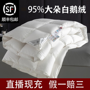 希尔顿酒店专用直播现充羽绒被95白鹅绒冬被加厚保暖单双人学生宿
