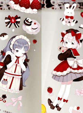 手帐分装胶带 草莓甜巧 Likey文创 台制PET人物女孩素材流麻咕卡