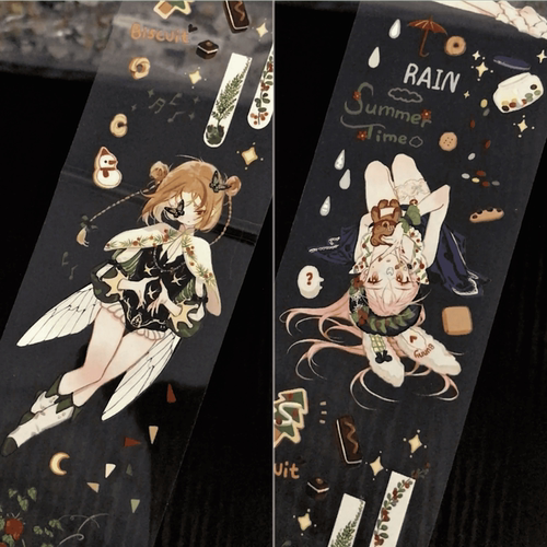 手帐分装胶带 童趣漫游 Shine手帐工作室PET人物女孩素材流麻咕卡