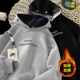 NORELIGION東崛NOLOGO三川一禾几物男装设计慵懒港风加绒连帽卫衣