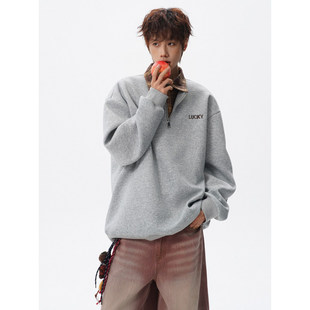 NORELIGION東崛NOLOGO吕小虎撞色假两件卫衣大码格子领POLO衫外套