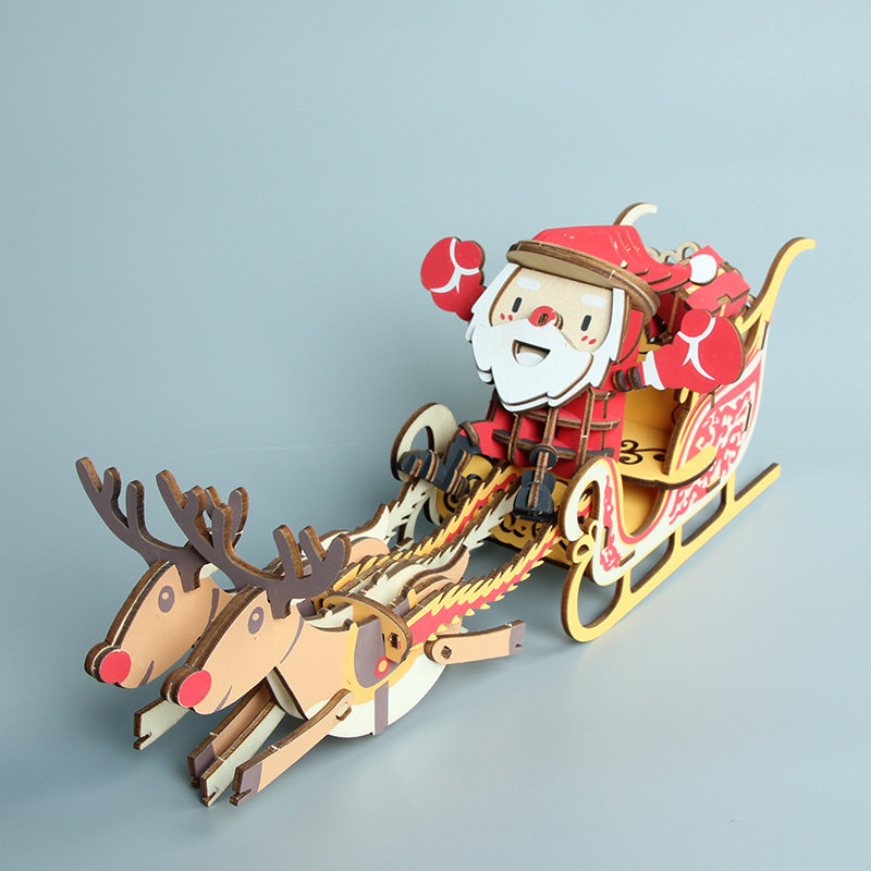 나무 3D 입체 퍼즐 어린이 교육 장난감 DIY 손으로 조립 모델 크리스마스 선물 소녀 빌딩 블록