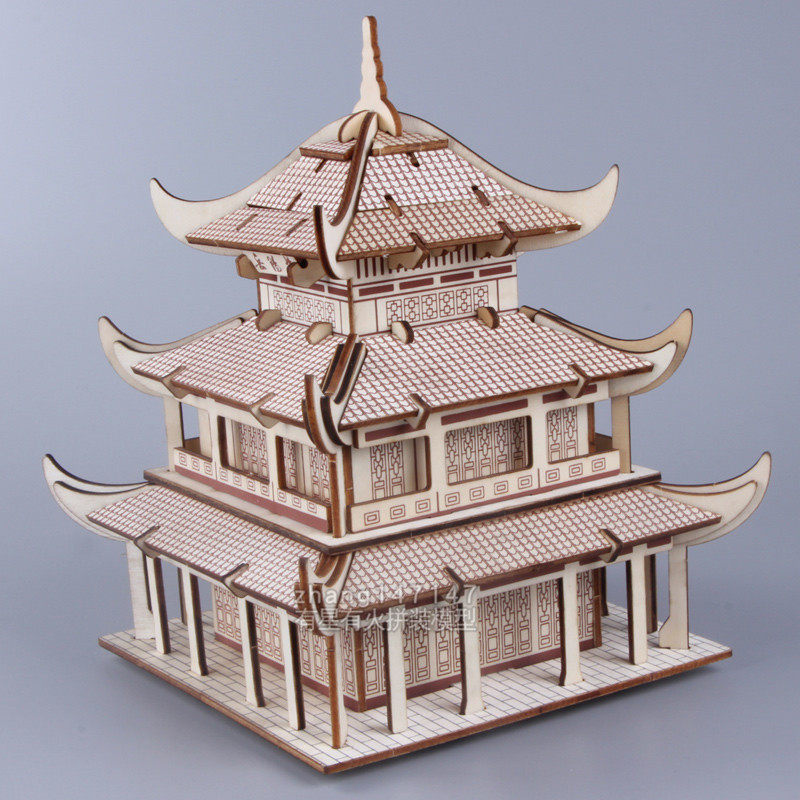 8-10세 소년을 위한 고대 중국의 유명한 건축 모델 목조 3D 퍼즐 손으로 조립한 장난감을 조립하세요