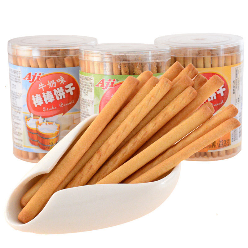 Aji棒棒形薄脆牛奶味饼干220g蔬菜手指韧性薄脆饼休闲食品整箱,零食/坚果/特产,薄脆饼干,淘宝优惠券,粉丝福利购,淘宝优惠卷