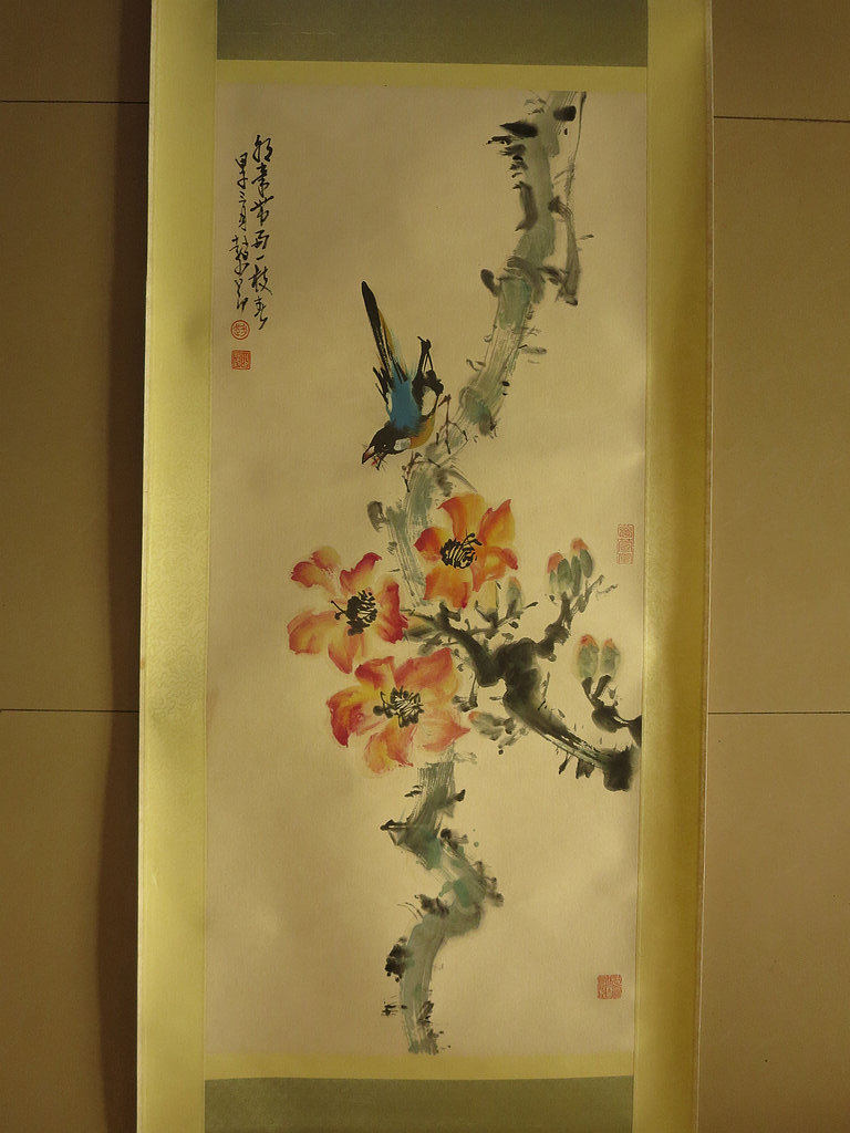 赵少昂竖幅传统水墨国画花鸟画纯手绘中式客厅中堂画字画收藏捡漏