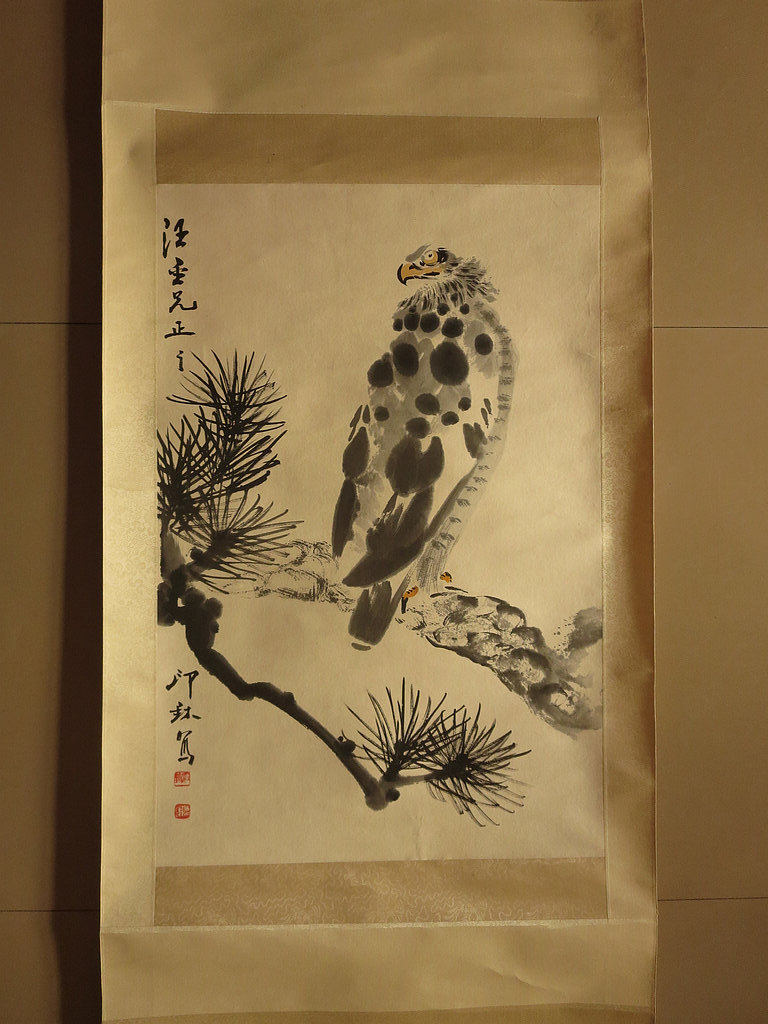萧朗鹰传统水墨花鸟画中式客厅中堂画国画捡漏收藏纯手绘宣纸质地