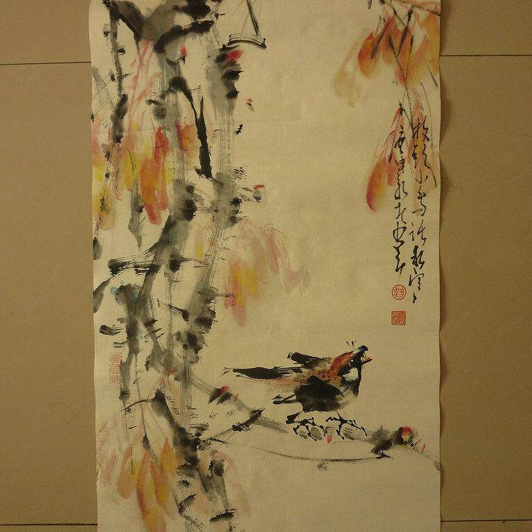 赵少昂字画收藏捡漏竖幅传统水墨国画花鸟画纯手绘中式客厅中堂画