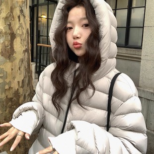 现货ELUCP 新国标90白鸭绒户外羽绒服休闲连帽女韩风保暖排骨外套