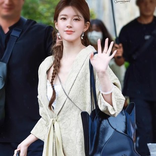 现货赵露思许我耀眼许妍同款 提花素色收腰系带汉服外套斜襟上衣