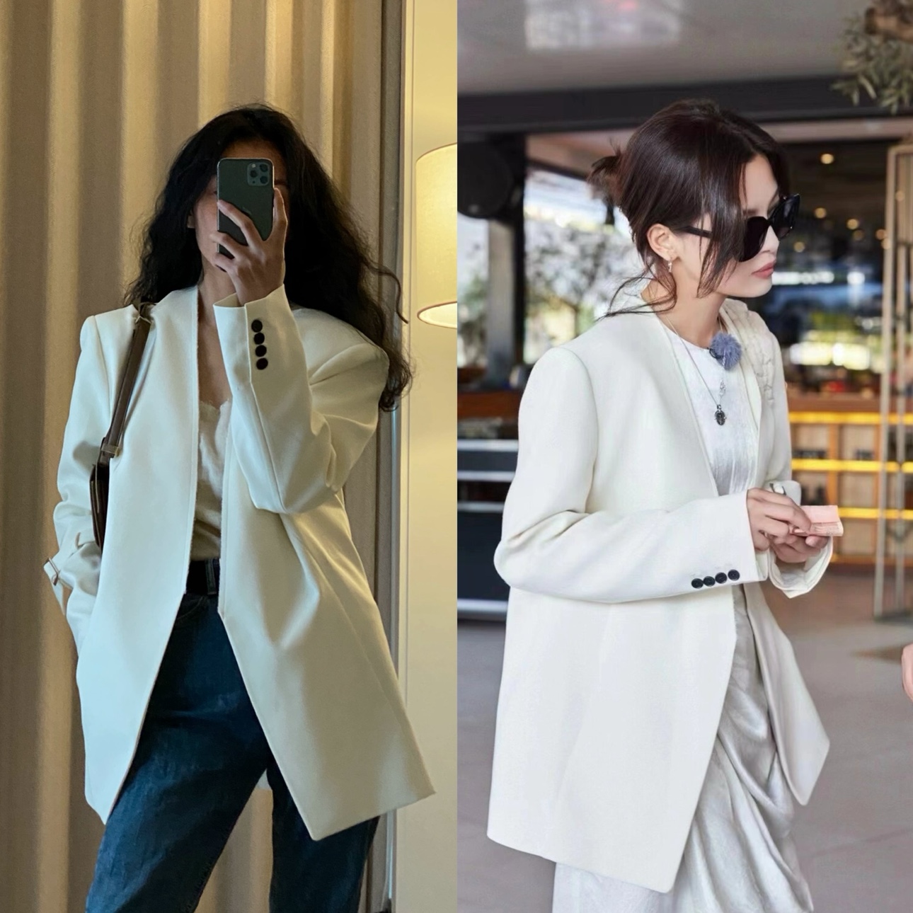 现货花儿与少年辛芷蕾同款高级感廊形无领西装时髦复古宽松外套