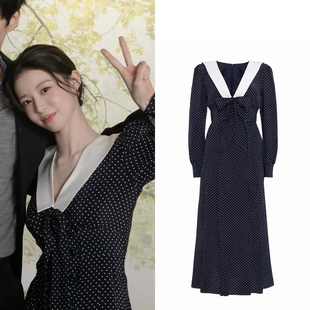 爱情怎么翻译高允真同款法式优雅圆点蝴蝶结连衣裙26春季气质长裙