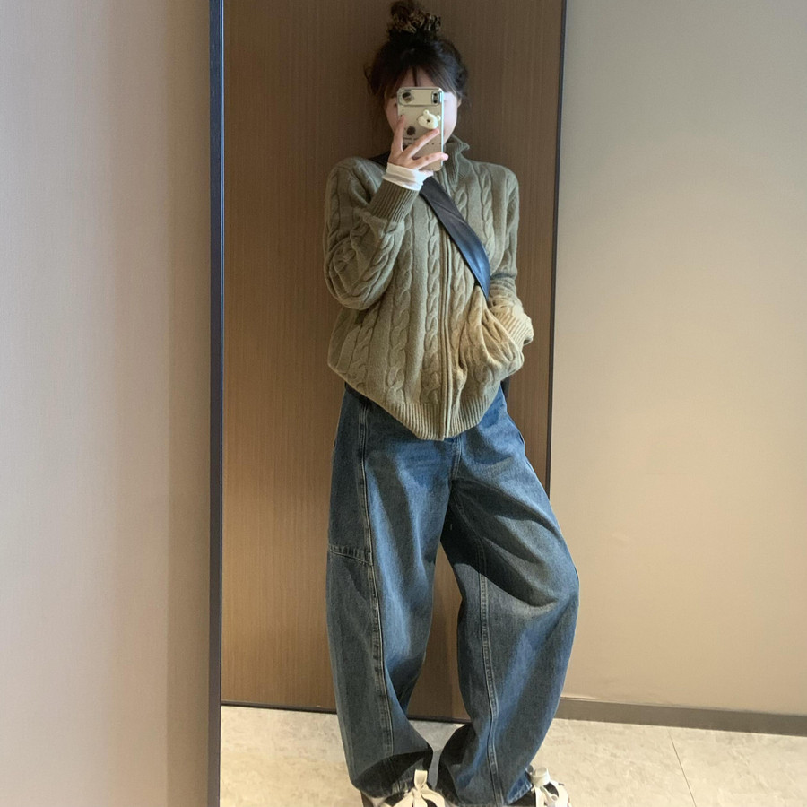 ELUCP秋季新款复古休闲阔腿牛仔裤女高腰宽松显瘦百搭弯刀裤长裤,女装/女士精品,牛仔裤,淘宝优惠券,粉丝福利购,淘宝优惠卷