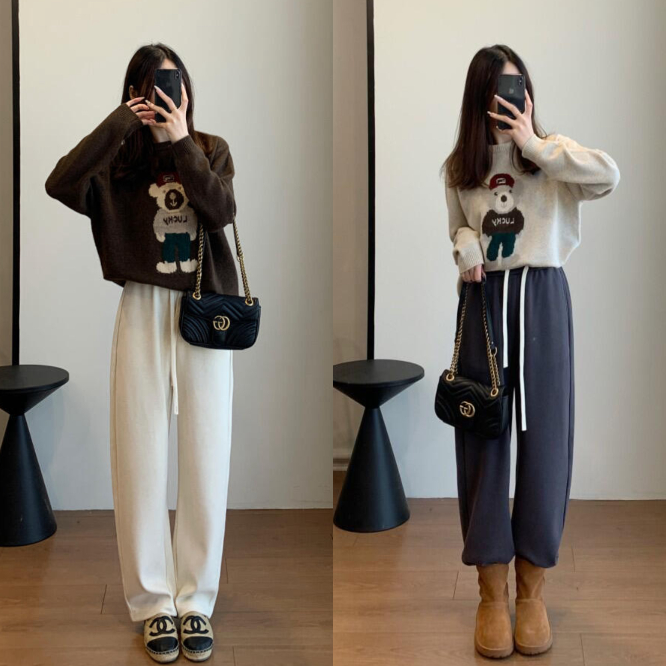 加绒加厚软糯保暖镰刀裤高腰宽松