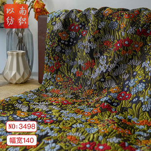 复古法式碎花春秋连衣裙面料浮雕赫本风女装轻薄田园洗漱包装饰布