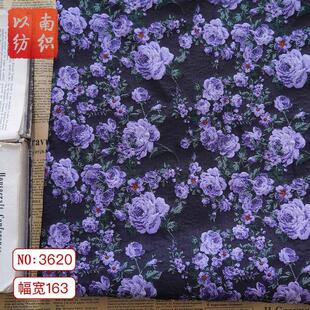 黑紫撞色复古碎花女装玫瑰连衣裙面料春秋优雅服装色织茶歇装饰布