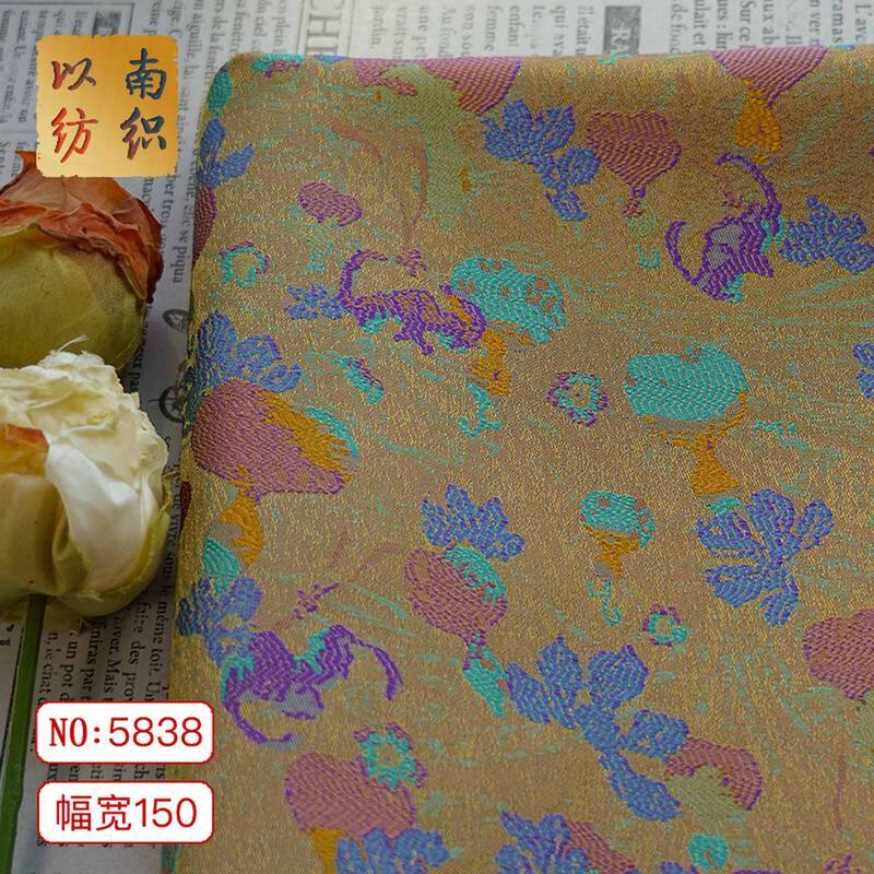 新中式仿宋锦鎏金葫芦色织装饰布国风旗袍汉服马甲提花首饰盒面料
