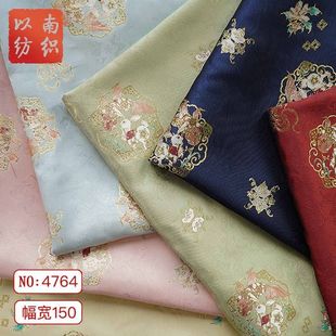 【锦鳞玉兔】春夏团花兔汉服马甲色织面料国风马面裙箱包提花布料