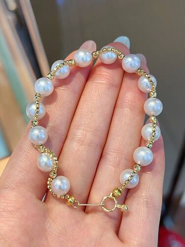 18KAK珍珠手链，主石：7.8MM 重量：11.33g