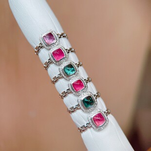 18K金天然碧玺糖塔戒指卢比来总重1.4g石重0.68~0.81ct钻石22颗