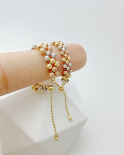 18k金三色抽拉编织戒指，手链约5.6mm和约4.5mm
