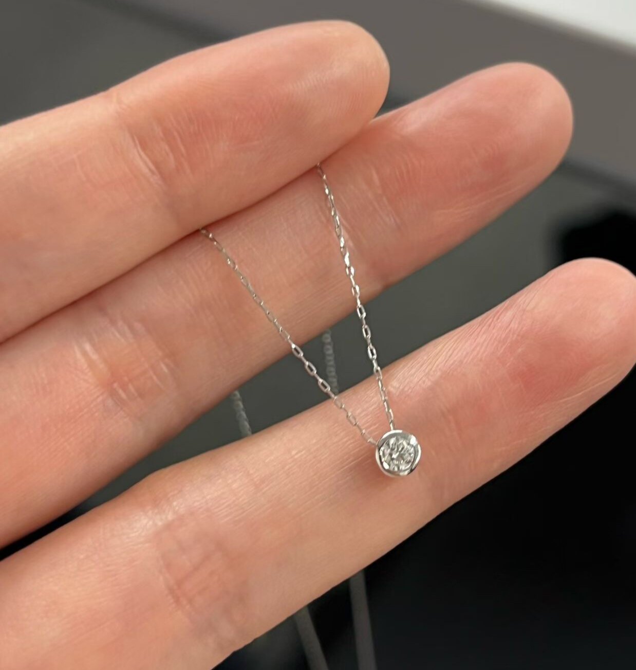 展会产品，Pt900幸运泡泡钻一体项链，D0.10ct F级白亮透 vvs