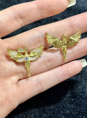 s925银镶嵌天然海蓝宝小天使吊坠、裸石尺寸3mm