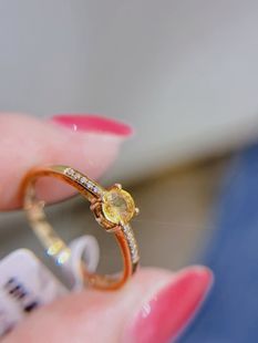 钻石10p 主石40分 重1.3克 18k金钻石 天然黄蓝宝戒指