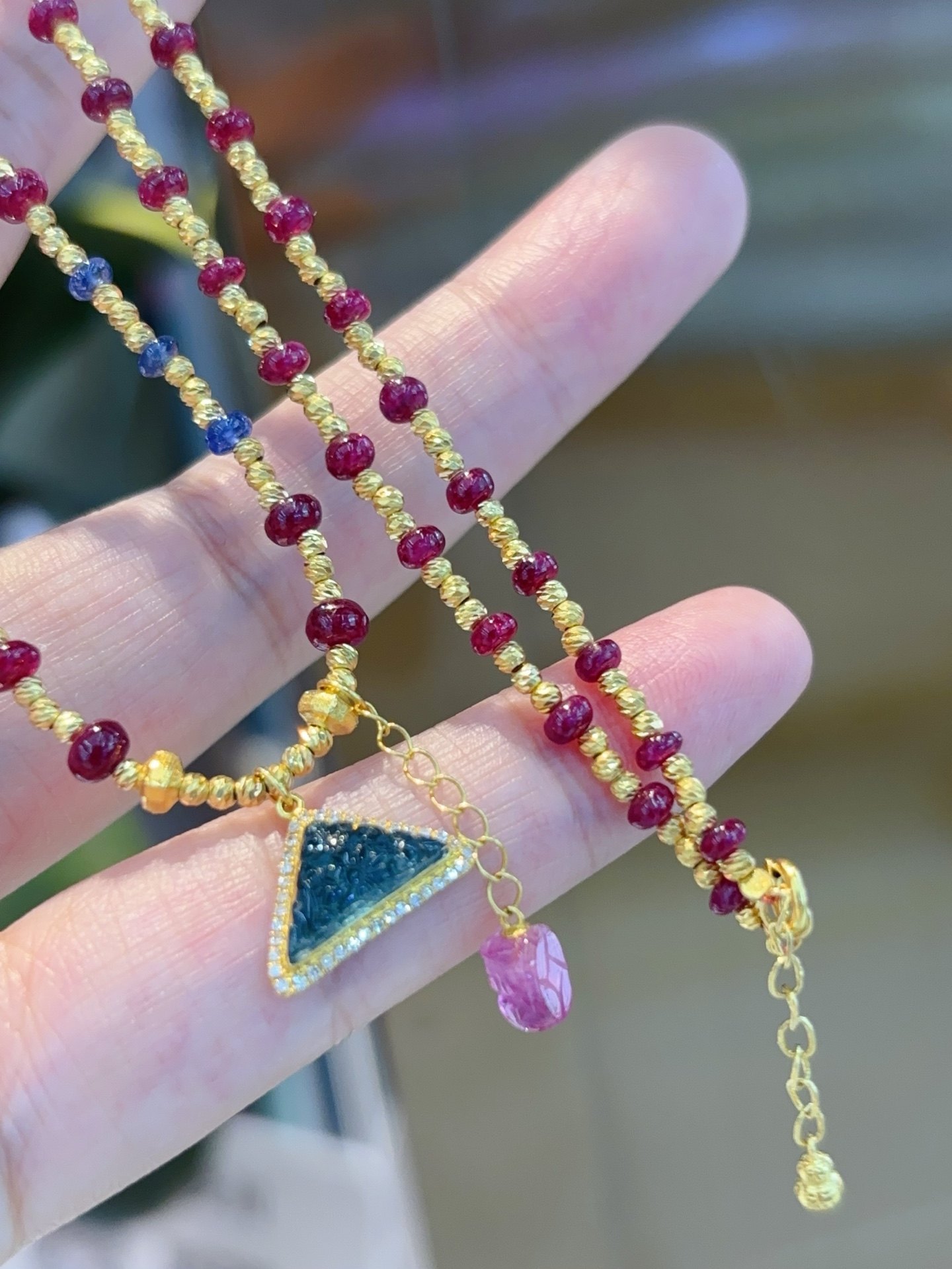 18k无烧红宝石，蓝宝石项链， 重7.3g  ，附权威证书,珠宝/钻石/翡翠,颈饰,淘宝优惠券,粉丝福利购,淘宝优惠卷