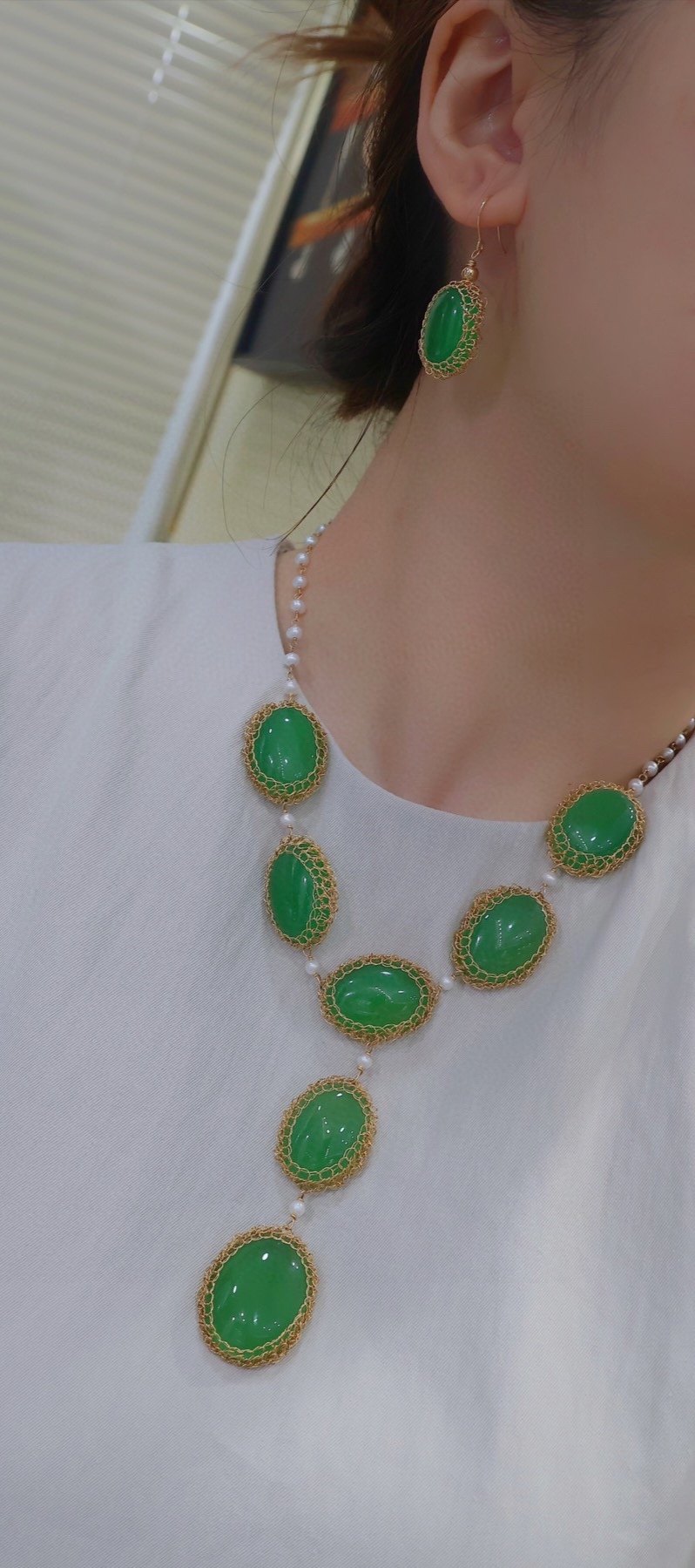 古法编织工艺，绿玉髓项链，耳钉,珠宝/钻石/翡翠,颈饰,淘宝优惠券,粉丝福利购,淘宝优惠卷