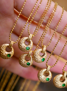 小小钱袋，福气满满，18K金 镶嵌沙弗莱吊坠 赠同款s925银链子