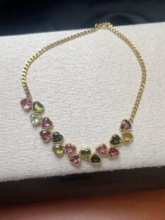 18k金镶天然碧玺手链