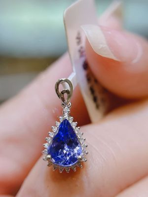 比蓝宝还美的5AAAAAA坦桑石，全净 无烧品质 戴妃款钻石爪镶1克拉