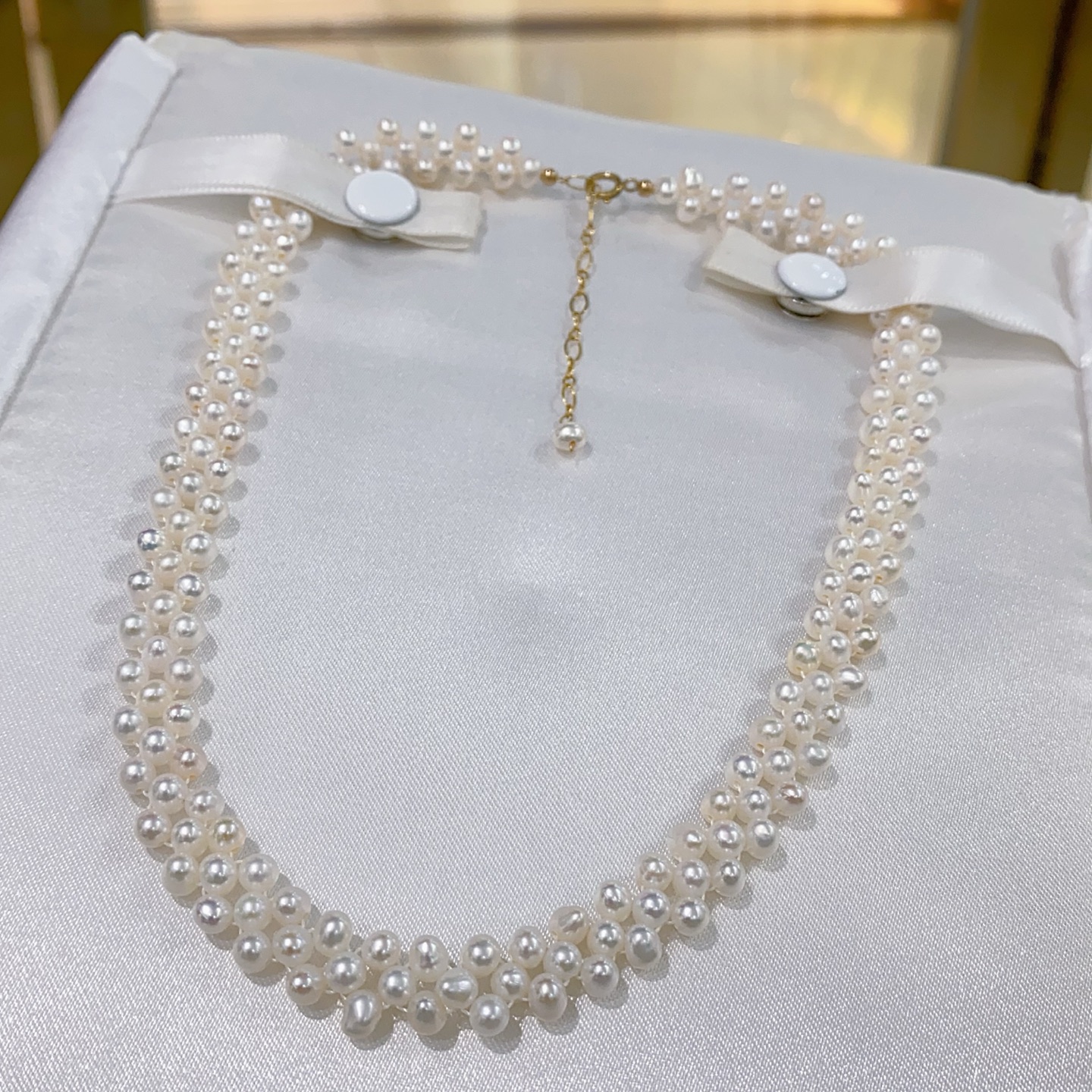 畅销编织款，天然淡水珍珠3-3.5mm 近圆强光微瑕