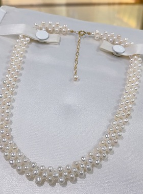 畅销编织款，天然淡水珍珠3-3.5mm 近圆强光微瑕