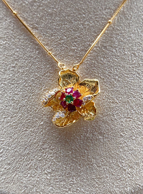 S925银镶天然红宝石项链出货，主石尺寸3*3mm