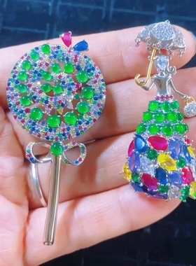 银S925镶天然翡翠A货胸针吊坠两用款