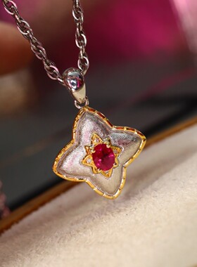 PT950铂金天然红宝石吊坠金重：1.646g  主石0.27ct 钻石0.012ct