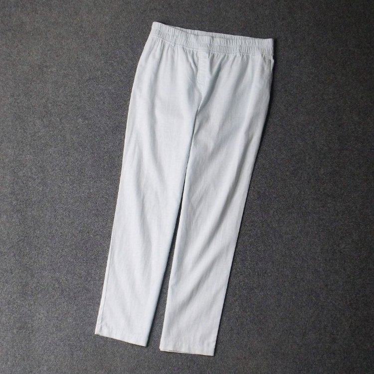 3515-亚麻棉 外贸德国原单夏季天然棉麻松紧腰薄款宽松加大码长裤