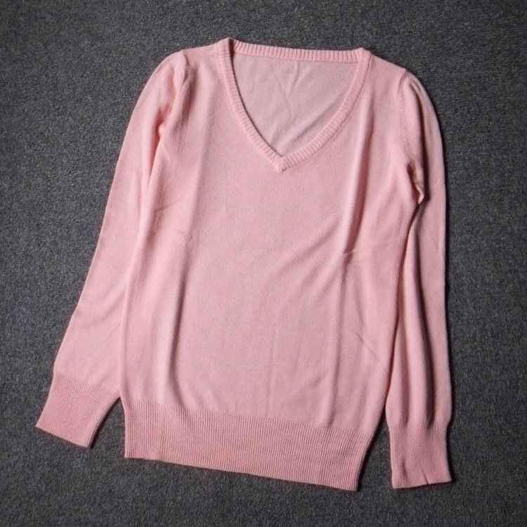 5428-特 100%纯羊绒 百搭长袖V领针织毛衣羊毛衫 柔软亲肤保暖