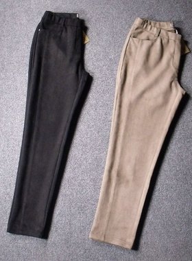 3969-柔软 秋冬麂皮绒外贸德国原单大码松紧腰小脚修身显瘦休闲裤