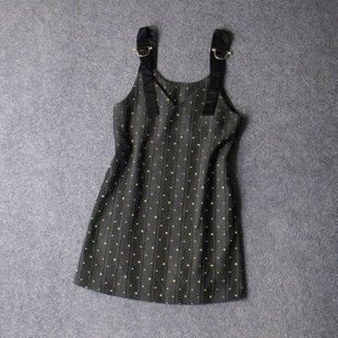 8519-好做工专柜撤柜笔挺外搭背带裙 提花挺括修身显瘦连衣裙