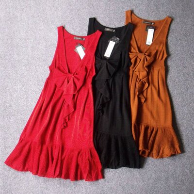 7283- 好做工针织五五毛大厂重工荷叶边羊毛裙修身显瘦连衣裙