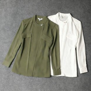 两色 白衬衫 8501 抗皱垂顺不起球白领百搭通勤OL小圆领长袖