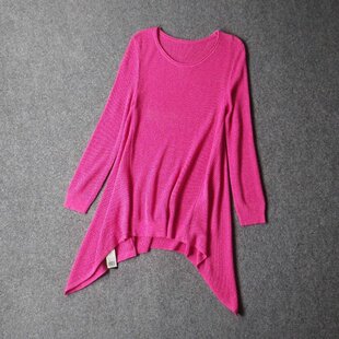 7297-大厂重好做工 柔软高弹力长袖中长连衣裙长款针织衫 不起球