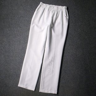 腰围76 外贸德国原单粗直筒松紧腰钉珠休闲长裤 轻奢烫钻 1766