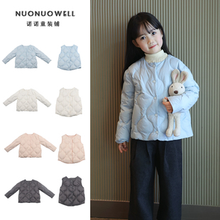 校服神器儿童羽绒服杜邦三防90白鸭绒羽绒服女童马甲儿童外套背心