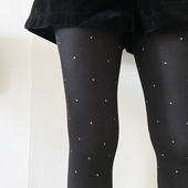 复古黑色厚丝袜高级千金miu系少女显瘦袜子星点点黑色连裤 袜春秋