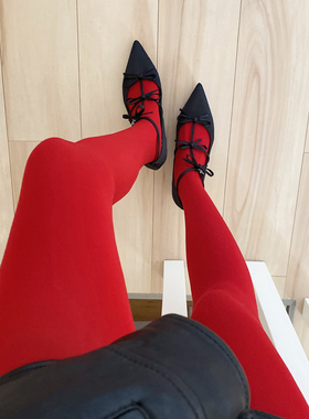 正红色连裤袜婚礼新娘中国红天鹅绒袜子80D丝袜春打底袜女本命年